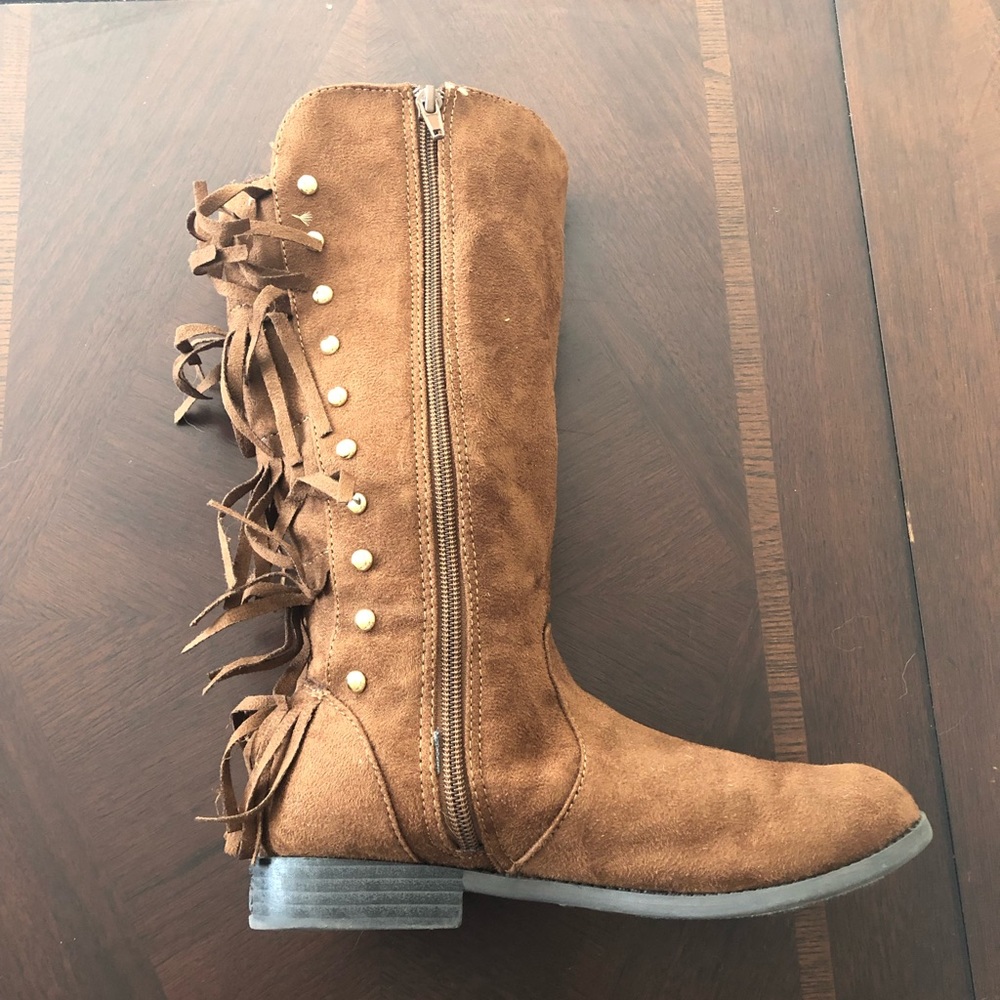 Justice Brown Fringed Tall Boots - Picture 2 of 3